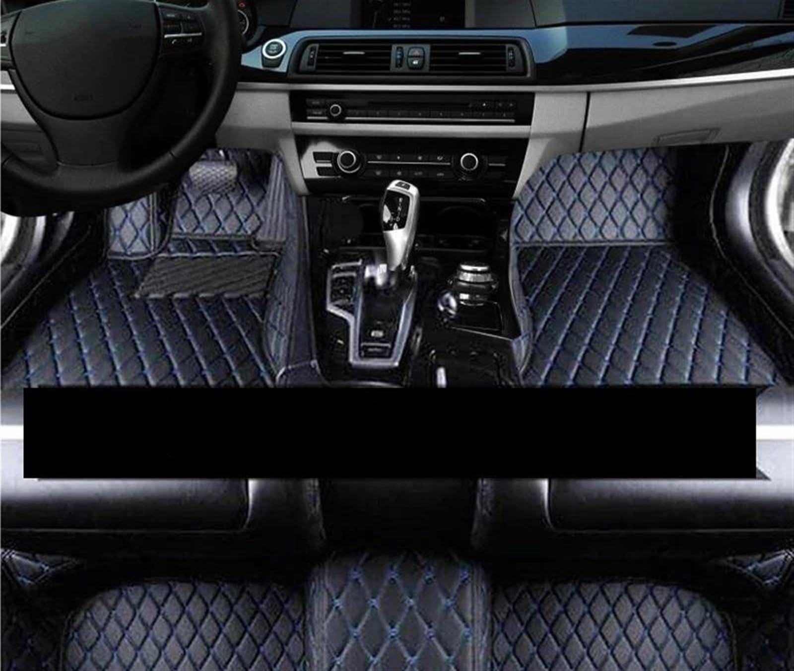 Fußmatten Auto Auto Fußmatten Für VW Für Sharan 7N 7seat 2010-2022 Auto Leder Boden Matte Teppiche Pad Innen Teile Auto Zubehör Gummifußmatten (Color : Schwarz Blau, Größe : LHD) von HEFRO