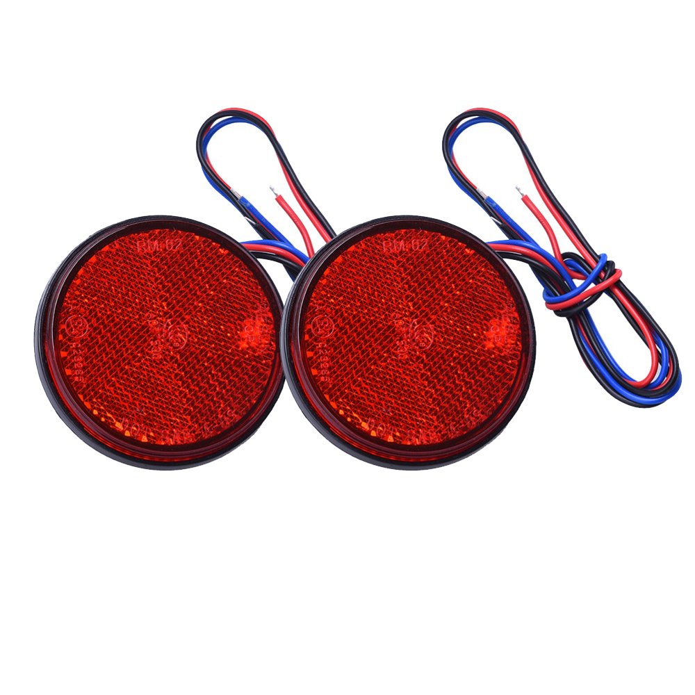 HEHEMM LED Rund Reflektor Bremsstopp Marker Licht Blinker Rückleuchten für Truck Trailer Auto Motorrad (Packung mit 2) (rot) von HEHEMM