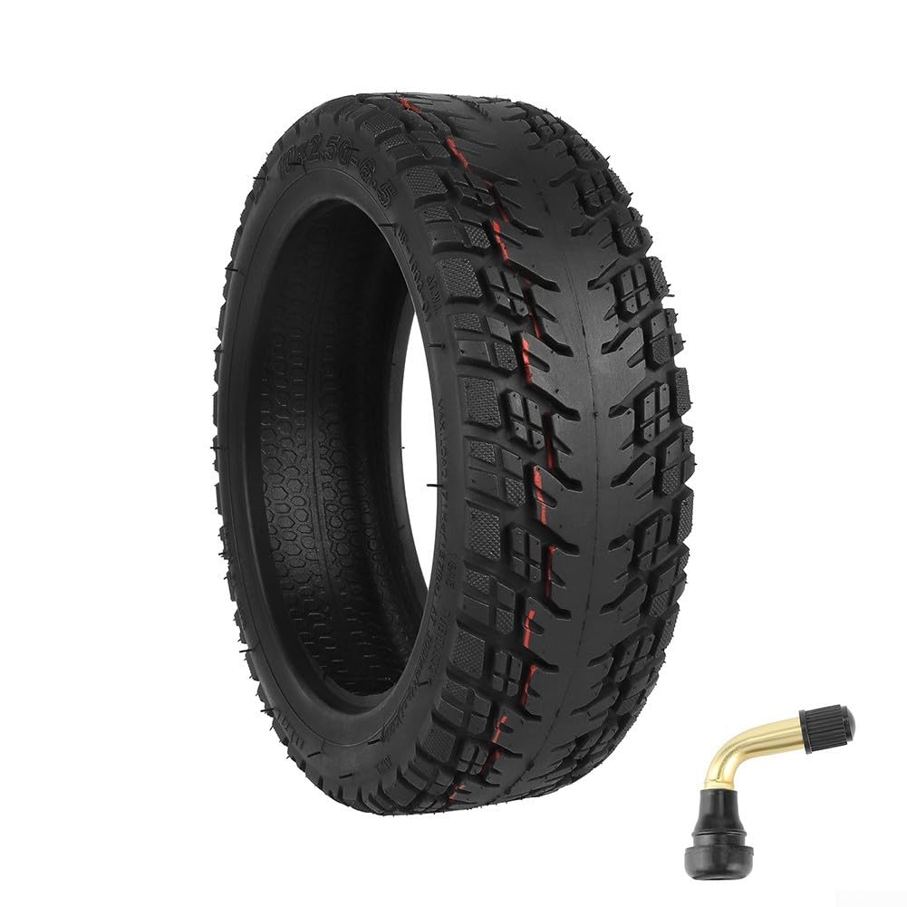 HEIBTENY 10 Zoll 255X70 Tubeless Reifen Mit Düse 10X2,50-6,5 Ersatz Reifen FürZero11x Scooter Elektroroller Zubehör Rutschfeste Dicke Reifen Ersatzräder(Tire+PVR50 Nozzle) von HEIBTENY