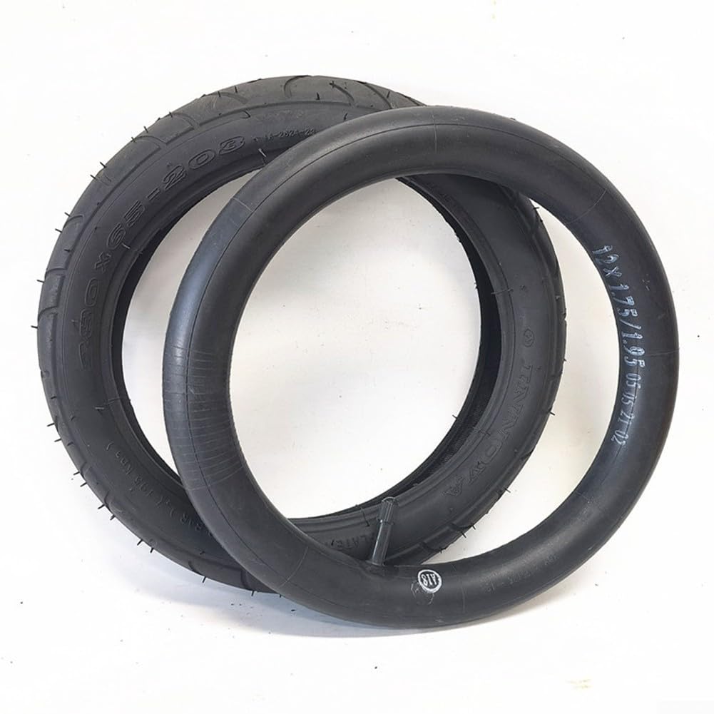 HEIBTENY 280X65-203 Innenschlauch/Außenreifen. Schwarzer, Robuster Kinderwagen-Außenreifen Aus Gummi, Kinderwagenreifen Und Schlauch Elektroroller Zubehör(Inner tube + outer tire) von HEIBTENY