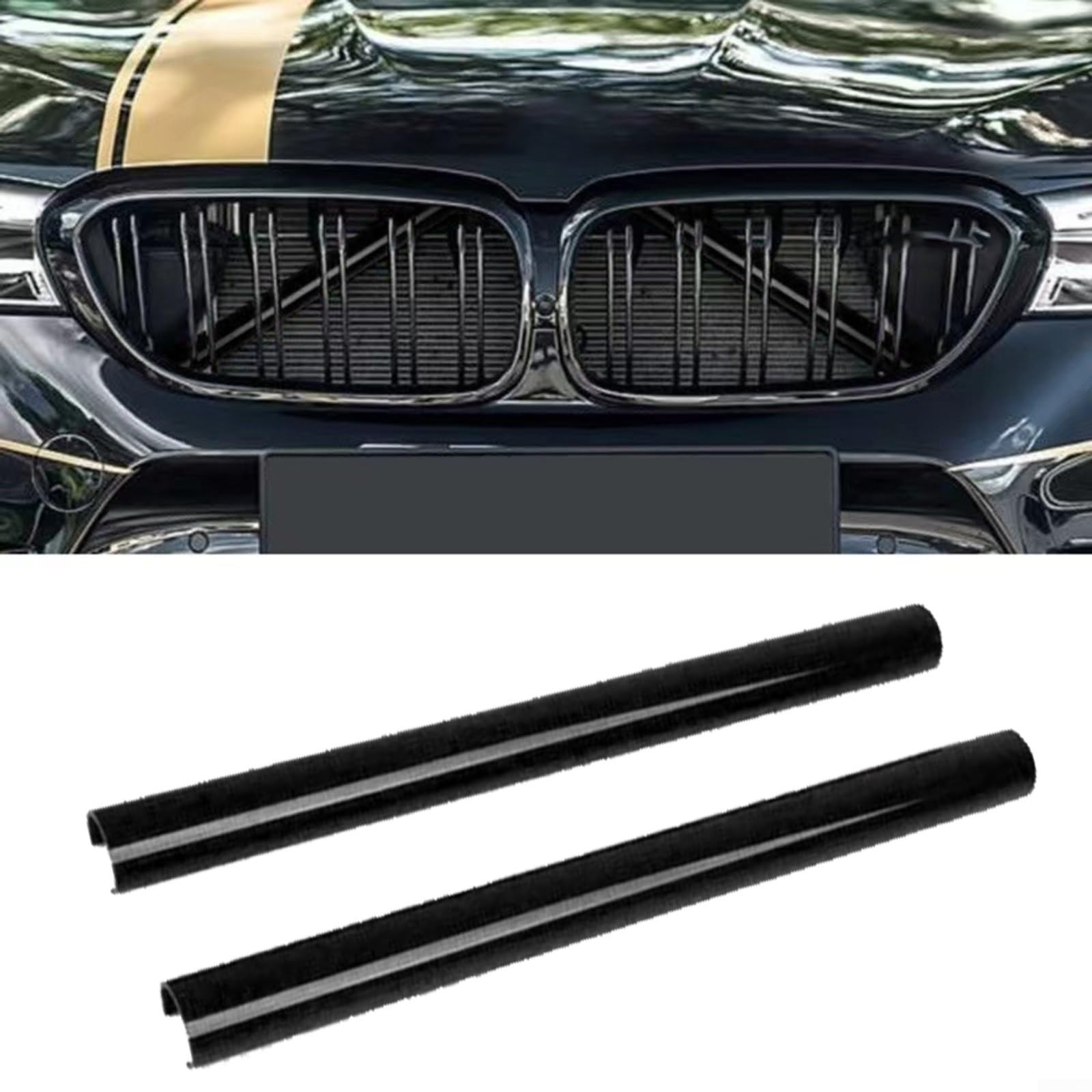 HEIBTENY Frontgrill Zierleisten Dekorative Streifen für BMW E60 E65 E66 ABS Kühlergrill Trim 36cm Schwarz Rot Grau(Black) von HEIBTENY