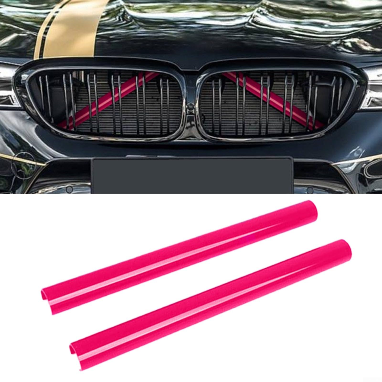 HEIBTENY Frontgrill Zierleisten Dekorative Streifen für BMW E60 E65 E66 ABS Kühlergrill Trim 36cm Schwarz Rot Grau(Rose Red) von HEIBTENY