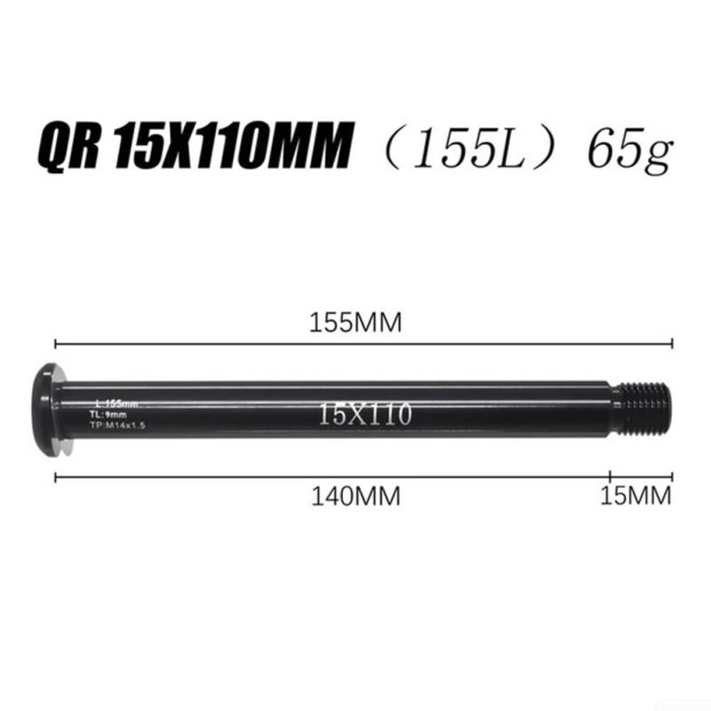 Steckachse für Vorderradgabel, kompatibel mit 15QR 100110 x 15 mm, Aluminiumkonstruktion (FOX QR15 x 110 mm) von HEIBTENY