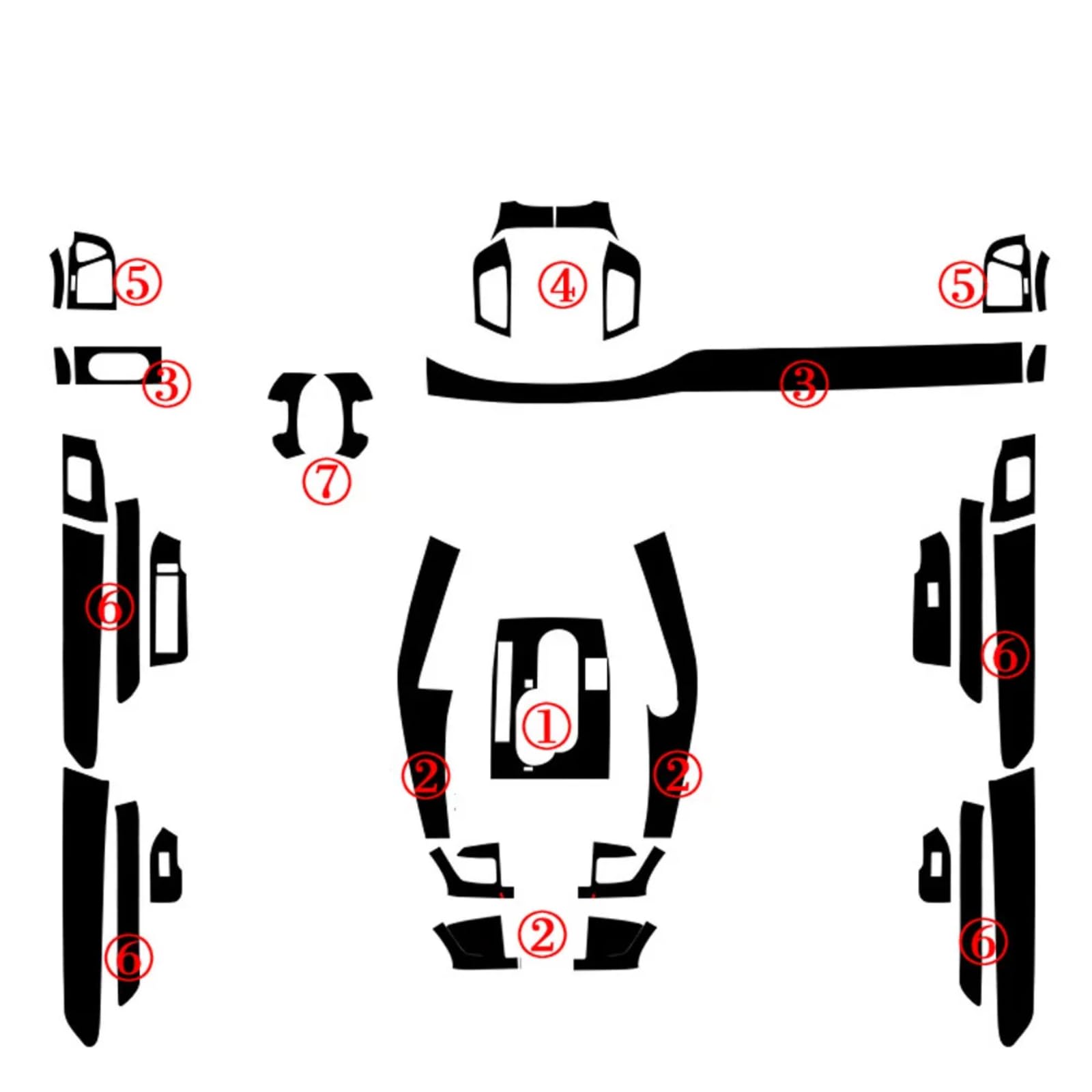 Car-Styling Aufkleber für den Innenraum der Mittelkonsole mit Farbwechsel (5D, schwarze Kohlefaser, Modell A) Für Chevrolet, Für Captiva 2012-2017 von HEJIAL