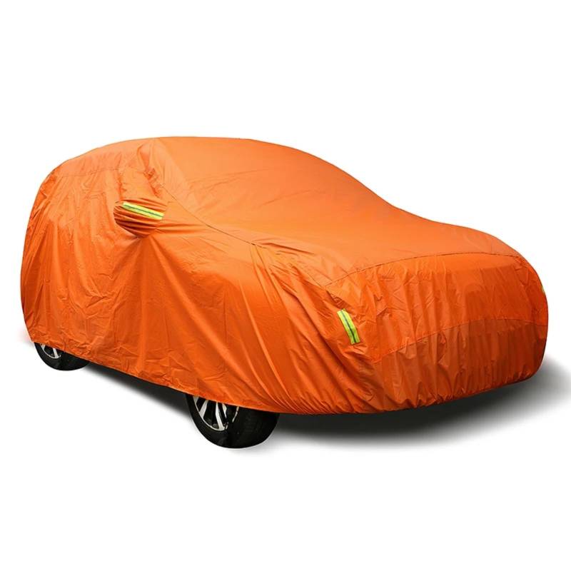 Universelle orangefarbene Autoabdeckung für den Außenbereich, Sonne, Staub, UV-Schutz, vollständige Autoabdeckung, wasserdichter Autoschutz-Regenschirm (XL-4,9 x 1,8 x 1,50 m) von HEJIAL