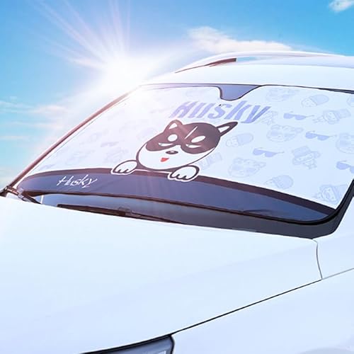 Auto-Windschutzscheiben-Sonnenschutz, Cartoon-süßer Auto-Frontfenster-Sonnenschutz, Wärmeisolierende Auto-Sonnenblenden-Abdeckung, Kleine Größe (Heiser) von HELEVIA