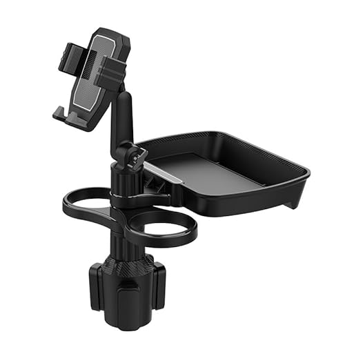 Getränkehalter Auto Tisch Tablett,360°Verstellbares Auto Tisch mit Tablett und Handy-Halterung,Auto Dual Cup Holder Tray Tisch,Allzweck-Cup Holder für Auto Getränkehalter Expander von HELGATALLT