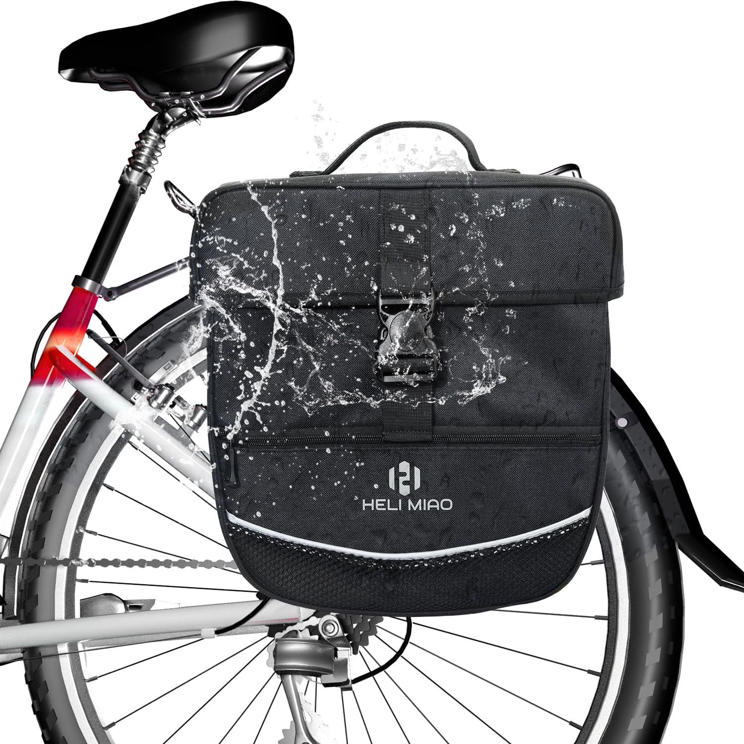 HELI MIAO Fahrradtaschen für Gepäckträger - Große & wasserdichte Gepäckträgertasche - Fahrradtasche hinten Gepäckträger für e-Bike- Fahrrad Taschen Hinten mit Reflektoren in Schwarz - 18L Füllvolumen von HELI MIAO