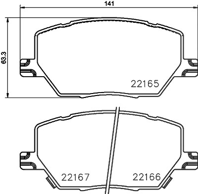 Hella Bremsbelagsatz, Scheibenbremse [Hersteller-Nr. 8DB355024-711] für Fiat, Jeep von HELLA