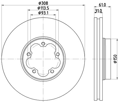 Hella Bremsscheibe [Hersteller-Nr. 8DD355122-801] für Ford von HELLA