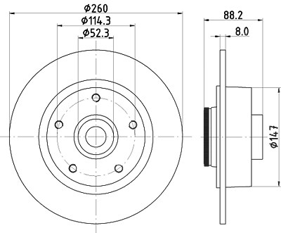 Hella Bremsscheibe [Hersteller-Nr. 8DD355123-341] für Renault von HELLA