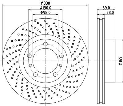 Hella Bremsscheibe [Hersteller-Nr. 8DD355125-031] für Porsche von HELLA