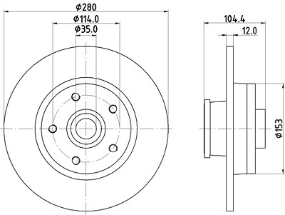 Hella Bremsscheibe [Hersteller-Nr. 8DD355125-281] für Fiat, Nissan, Opel, Renault, Vauxhall von HELLA