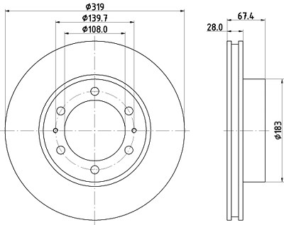 Hella Bremsscheibe [Hersteller-Nr. 8DD355126-771] für Toyota von HELLA