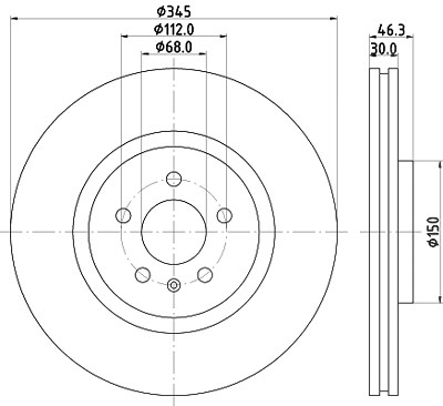 Hella Bremsscheibe [Hersteller-Nr. 8DD355128-501] für Audi von HELLA