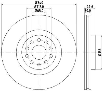 Hella Bremsscheibe [Hersteller-Nr. 8DD355129-241] für Audi, Cupra, Seat, Skoda, VW von HELLA