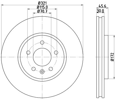 Hella Bremsscheibe [Hersteller-Nr. 8DD355129-691] für Opel, Vauxhall von HELLA