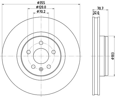 Hella 1x Bremsscheibe [Hersteller-Nr. 8DD355132-931] für Tesla von HELLA