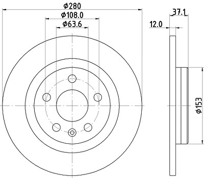 Hella 1x Bremsscheibe [Hersteller-Nr. 8DD355133-411] für Volvo von HELLA