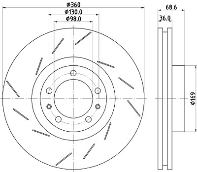 Hella 1x Bremsscheibe [Hersteller-Nr. 8DD355133-631] für Porsche von HELLA