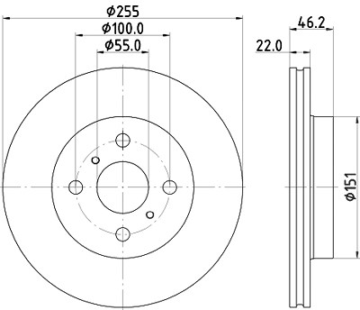 Hella 1x Bremsscheibe [Hersteller-Nr. 8DD355134-981] für Toyota von HELLA