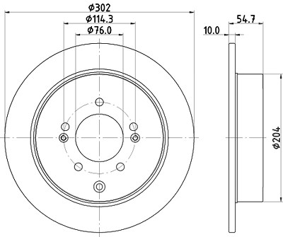 Hella Bremsscheibe Hinterachse Voll [Hersteller-Nr. 8DD355126-911] für Hyundai, Kia von HELLA