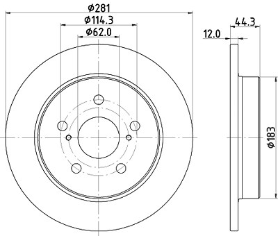 Hella Bremsscheibe Hinterachse Voll [Hersteller-Nr. 8DD355132-401] für Lexus, Toyota von HELLA