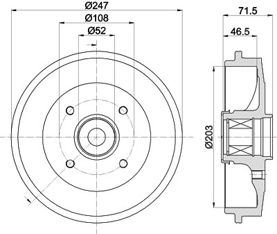 Hella Bremstrommel [Hersteller-Nr. 8DT355302-781] für Peugeot von HELLA