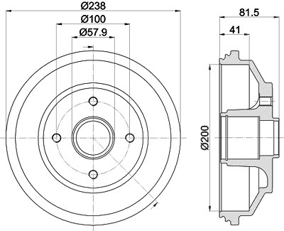 Hella Bremstrommel [Hersteller-Nr. 8DT355302-931] für German E Cars, Opel, Suzuki, Vauxhall von HELLA