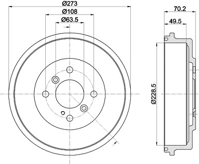 Hella Bremstrommel [Hersteller-Nr. 8DT355303-001] für Ford von HELLA