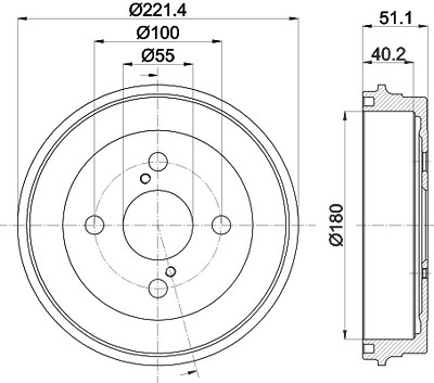 Hella 1x Bremstrommel [Hersteller-Nr. 8DT355303-021] für Toyota von HELLA