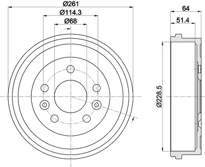 Hella 1x Bremstrommel [Hersteller-Nr. 8DT355303-151] für Dacia, Nissan, Renault von HELLA