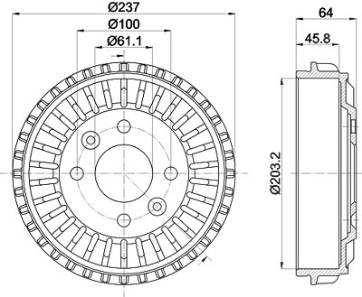 Hella 1x Bremstrommel [Hersteller-Nr. 8DT355303-261] für Dacia, Renault, Smart von HELLA