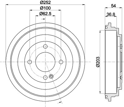 Hella 1x Bremstrommel [Hersteller-Nr. 8DT355303-301] für Hyundai, Kia von HELLA