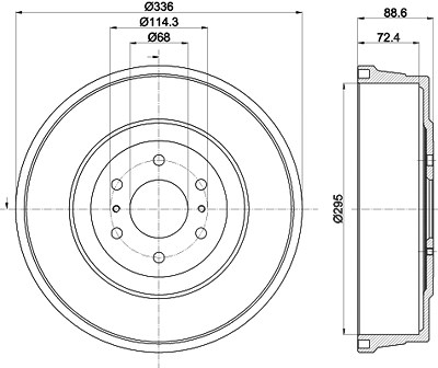 Hella 1x Bremstrommel [Hersteller-Nr. 8DT355303-331] für Nissan, Renault von HELLA