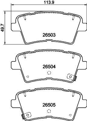 HELLA Bremsbeläge hinten - mit akustischer Verschleißwarnung - vier Bremsbeläge pro Set - T2942 - für u.a. KIA - 8DB 355 044-231 von Hella