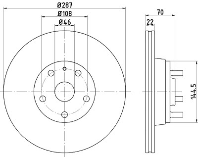 Hella 1x Bremsscheibe [Hersteller-Nr. 8DD355100-871] für Volvo von HELLA