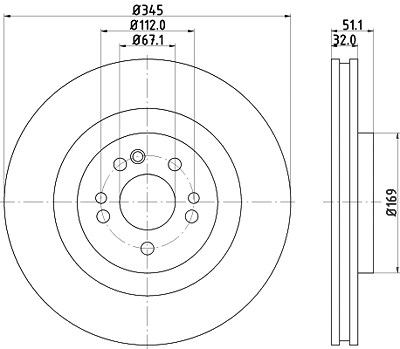 Hella 1x Bremsscheibe [Hersteller-Nr. 8DD355107-221] für Mercedes-Benz von HELLA