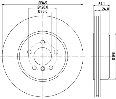 Hella 1x Bremsscheibe [Hersteller-Nr. 8DD355119-281] für BMW von HELLA