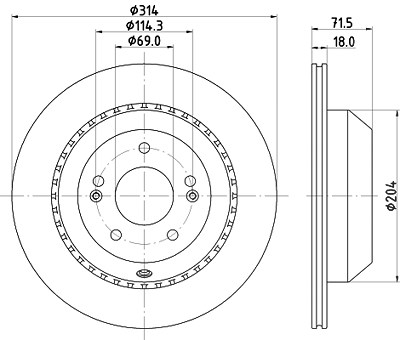 Hella 1x Bremsscheibe [Hersteller-Nr. 8DD355131-881] für Kia von HELLA