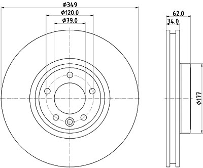 Hella 1x Bremsscheibe [Hersteller-Nr. 8DD355132-551] für Land Rover von HELLA