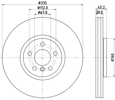 Hella 1x Bremsscheibe [Hersteller-Nr. 8DD355133-111] für Mini von HELLA