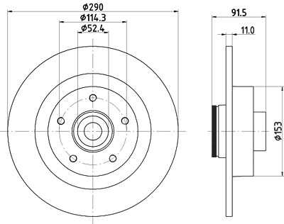 Hella 1x Bremsscheibe [Hersteller-Nr. 8DD355133-241] für Renault von HELLA