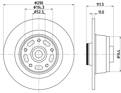 Hella 1x Bremsscheibe [Hersteller-Nr. 8DD355133-311] für Renault von HELLA