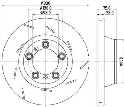 Hella 1x Bremsscheibe [Hersteller-Nr. 8DD355133-601] für Porsche von HELLA