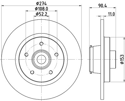 Hella 1x Bremsscheibe [Hersteller-Nr. 8DD355133-851] für Mercedes-Benz, Renault von HELLA