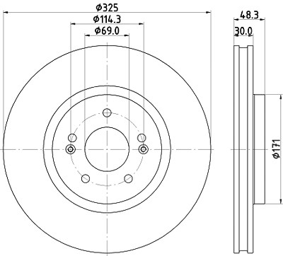 Hella 1x Bremsscheibe [Hersteller-Nr. 8DD355134-721] für Hyundai, Kia von HELLA