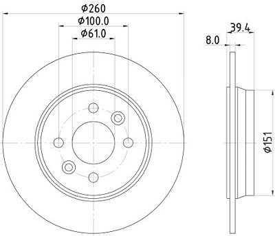 Hella 1x Bremsscheibe [Hersteller-Nr. 8DD355135-231] für Renault von HELLA