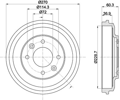 Hella 1x Bremstrommel [Hersteller-Nr. 8DT355303-071] für Kia von HELLA