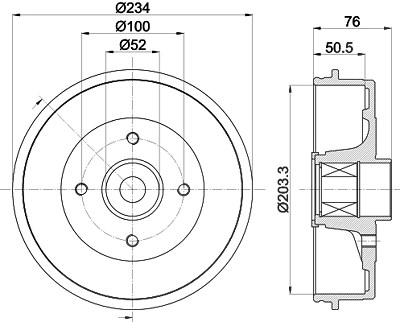 Hella 1x Bremstrommel [Hersteller-Nr. 8DT355303-131] für Nissan von HELLA